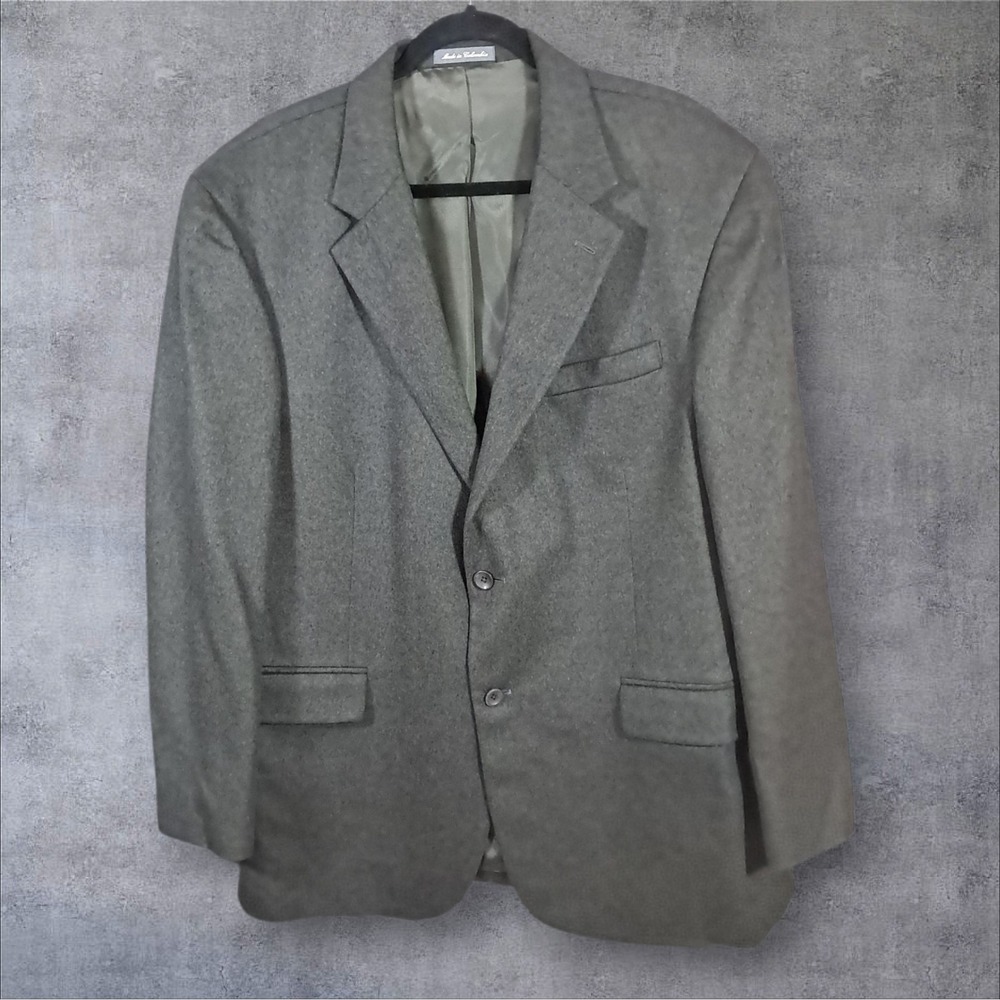 Oscar de la‎ Renta Jacket XL Gray Wool Cashmere Brushed Flannel Blazer Soft 46R